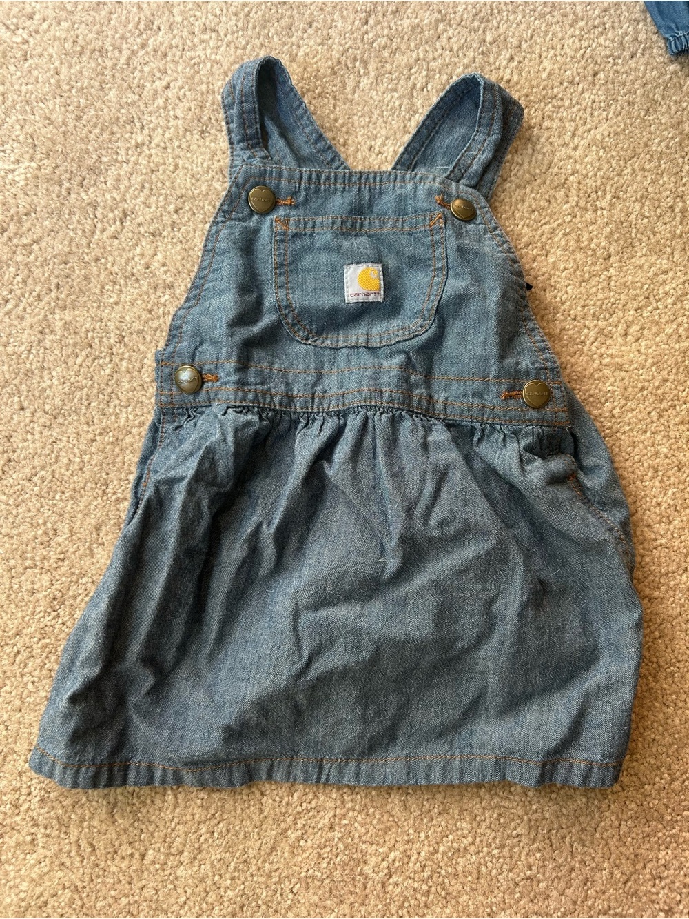 Carhartt Girls' Blue Denim Overall Dress - Kids Bottoms